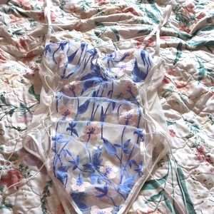 Floral embroidered bodysuit